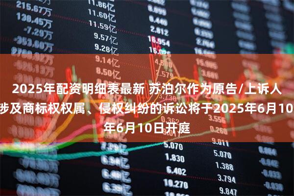2025年配资明细表最新 苏泊尔作为原告/上诉人的1起涉及商标权权属、侵权纠纷的诉讼将于2025年6月10日开庭